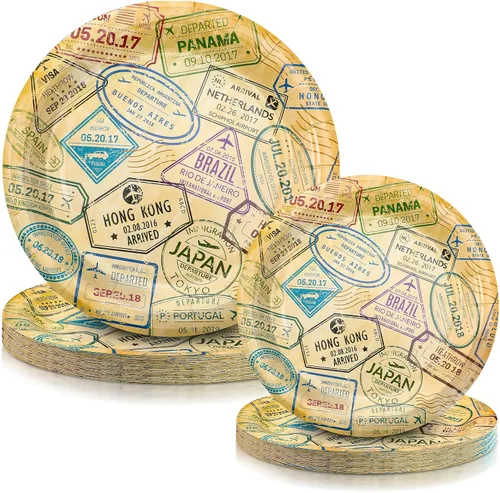 Vista 12 de Yungyan 50 platos temáticos de los años 50 de 9 y 7 pulgadas, platos de postre desechables de los años 50, vajilla de papel de calcetín hop, vajilla