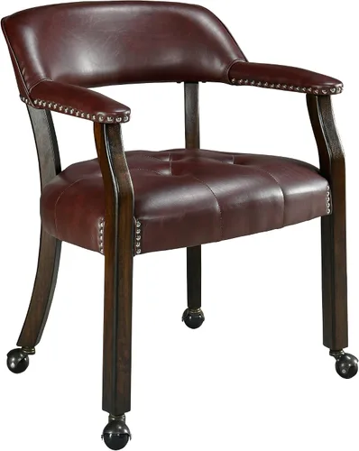 Vista 8 de LEEMTORIG Sillas de comedor con ruedas y brazos, sillas de comedor con ruedas, sillas de mesa de póquer de acento, sillas de madera maciza