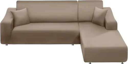 Vista 8 de NAISI Funda para sofá en forma de L, 2 piezas, funda elástica suave con 2 fundas de almohada, protector de muebles, fundas de sofá seccional de 3