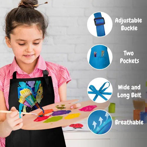 Vista 4 de Delantal de regalo de Navidad para niños con nombre personalizado, delantal para pintura, artes y manualidades, ideal para niños y niñas