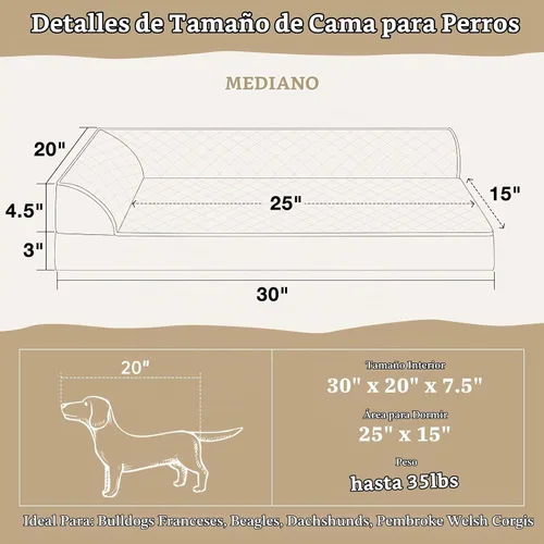 Vista 5 de Comfort Expression Camas para perros de tamaño mediano, camas ortopédicas para perros medianos, camas impermeables con funda extraíble lavable