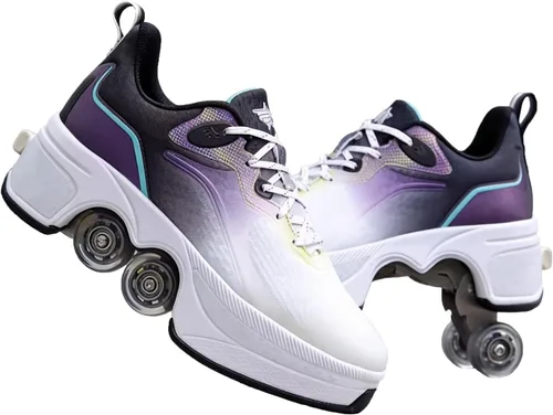 Vista 18 de 2-in-1 Roller Skates & Sneakers with Retractable Wheels - Convertible Lightweight Outdoor Fitness Shoes for Women, Men & Children - Unisex Kick