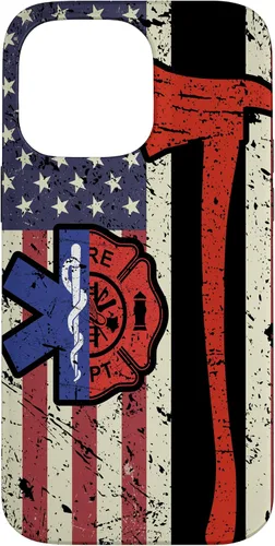 Vista 21 de Funda para iPhone 16 EMT Firefighter American Flag Patriot Paramedic Firefighter