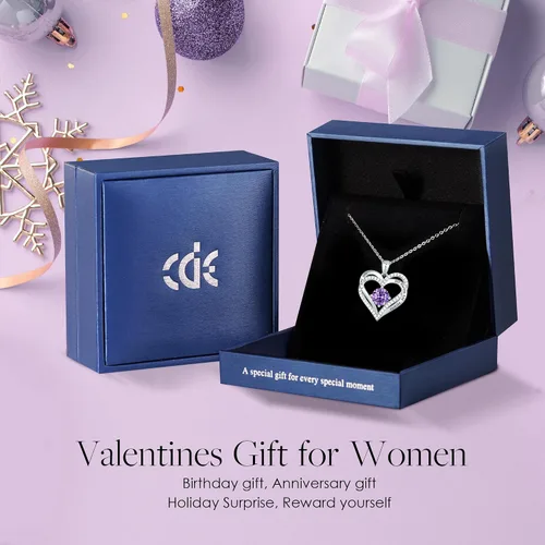 Vista 5 de CDE Forever Love - Collares con dije en forma de corazón, de plata de ley925 y con piedra de nacimiento y circonia para mujer, regalo de aniversario