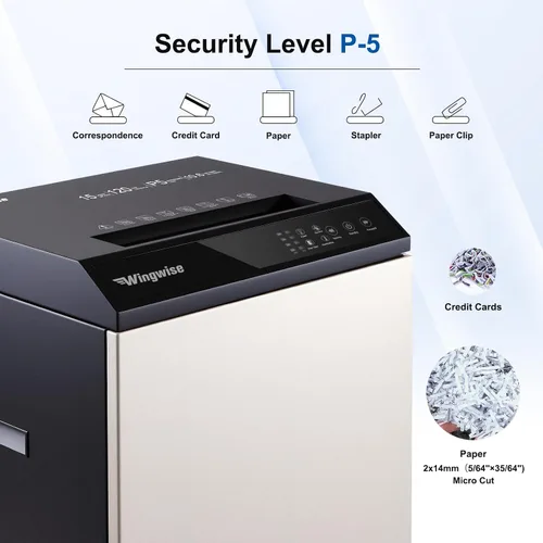 Vista 2 de Wingwise Trituradora de papel comercial de 15 hojas resistente para oficina