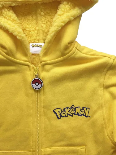 Vista 2 de Pokemon Sudadera con capucha de vellón Sherpa para niños de Pikachu, Amarillo