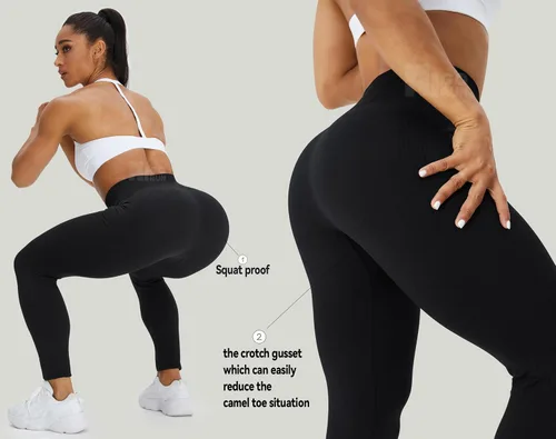 Vista 4 de HIGORUN - Leggings sin costuras para mujer, moldeadores, con diseño gráfico de sonrisas, de cintura alta, para el gimnasio, yoga o hacer ejercicio