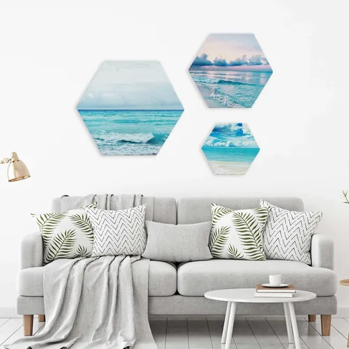 Vista 7 de Lienzo hexagonal en blanco estirado para pintar tableros de lienzo blanco con marco, juego de 3 lienzos (8/6/4 pulgadas), suministros de pintura