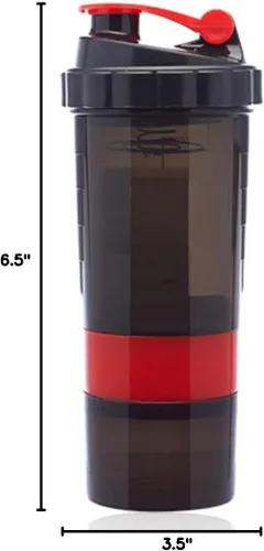 Vista 3 de Vaso coctelero rojo y negro, compartimentos de almacenamiento múltiples, 17 onzas