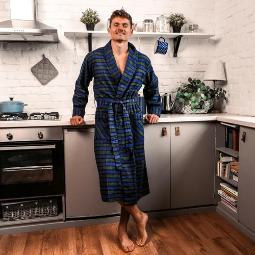 Vista 7 de NORTY Bata de baño suave de algodón cepillado para hombre, bata con cuello de chal, perfecta para baño, spa, dormitorio y más