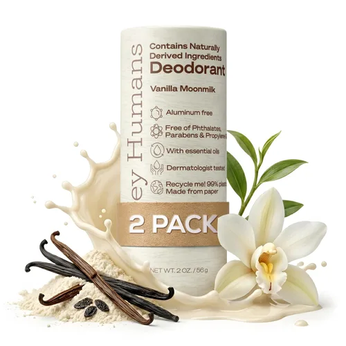 Vista 26 de Hey Humans Desodorante, desodorante sin aluminio para mujeres y hombres, contiene ingredientes derivados naturalmente, control de olores durante