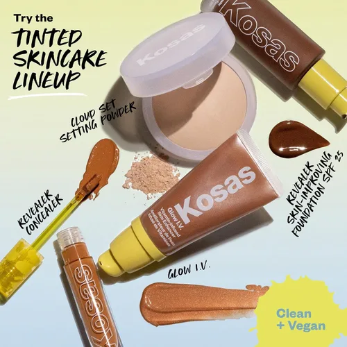Vista 8 de Kosas Glow I.V. Potenciador iluminador de la piel – Resaltador líquido con infusión de vitaminas, base de brillo hidratante, iluminador facial