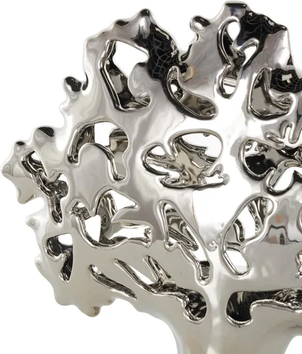 Vista 5 de Deco 79 Escultura decorativa de árbol de cerámica, estatua brillante para decoración del hogar con recortes abstractos, figura decorativa de 15 x 5