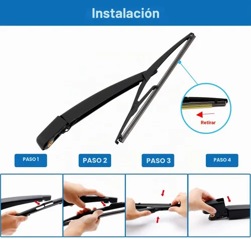 Vista 6 de WTI Rear Wiper Arm Blade Set Compatible With Nissan Rogue 2008-2013 / Qashqai 2008-2013 / Juke 2011-2016 Rear Windshield Window Wiper Kits Assembly