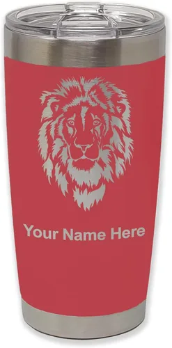 Vista 23 de LaserGram Vaso aislado al vacío de 20 onzas, cabeza de león, grabado personalizado incluido (negro)