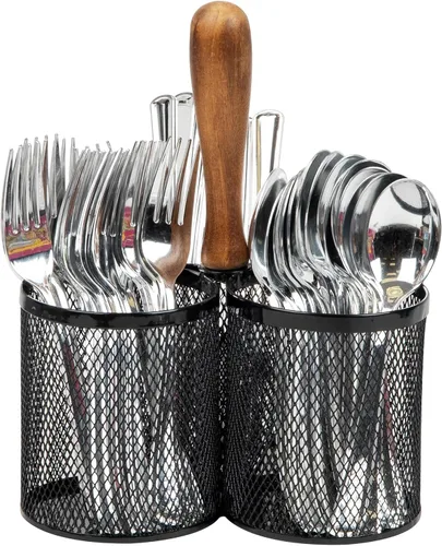 Vista 9 de Mind Reader Organizador de Utensilios, Organizador de Cubiertos, Caddy, Soporte de Cubiertos, Cocina, Malla Metálica, 19.1 cm de L x 19.1 cm de A x