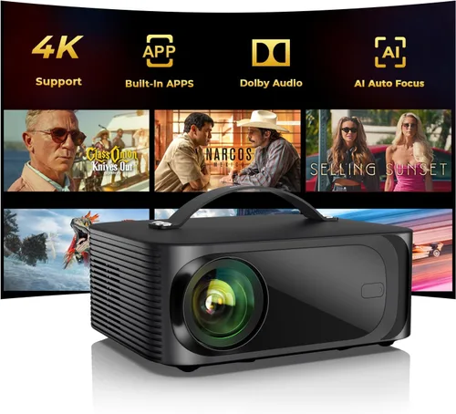 Vista 9 de ONOAYO Outdoor Projector-4K con E-Focus, Dolby Audio, aplicaciones integradas, negro