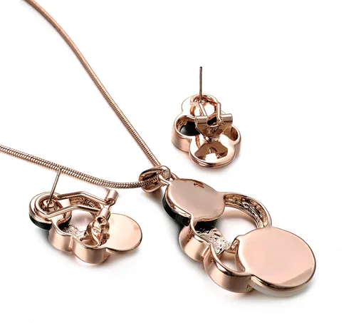 Vista 6 de Yoursfs White and Black Shell Pendant Necklace and Earrings Sets for Women 18K Rose Gold Plated Fashion Costume Jewellery Set for Wedding Dinner