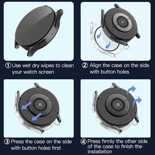 Vista 7 de Misxi - Juego de 2 fundas rígidas de policarbonato con protector de pantalla para Samsung Galaxy Watch 5 Galaxy Watch 4 de 40 mm, funda ultradelgada
