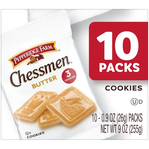 Vista 5 de Pepperidge Farm Chessmen - Galletas de mantequilla, paquete de aperitivos de 0.9 onzas, 10