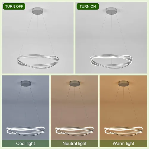 Vista 93 de Benkut Lámpara de Araña de Anillo LED Moderna Negra para Comedor, Lámpara de Araña de Techo Circular Empotrada Regulable con Control Remoto