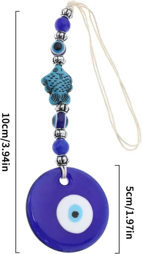 Vista 4 de 3 piezas de adorno colgante de ojo malvado azul hecho a mano con dije de la suerte colgante de pared accesorios para decoración interior de coche