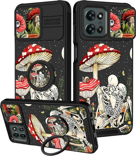 Vista 64 de Funermei Funda para Moto G Stylus 5G 2022, funda para teléfono con diseño de calavera de esqueleto para mujeres y niñas, diseño gótico, Como