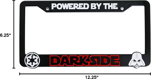Vista 7 de Powered by The Darkside 3D Marco de matrícula elevado 1 paquete de cubierta de matrícula Soporte de matrícula negro universal para coche de EE.