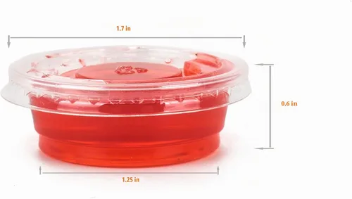 Vista 2 de Golden Apple Vasos transparentes de polipropileno de 0.5 onzas con tapas, vasos de plástico desechables para condimentos, tazas de salsa resistentes