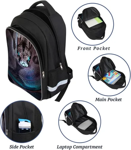 Vista 2 de Luminous 3D Print School Backpack Large Capacity Lightweight Students Bookbag for Kids