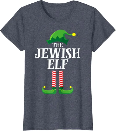 Vista 33 de Playera de pijama para fiesta de Navidad, grupo familiar a juego con elfo judío