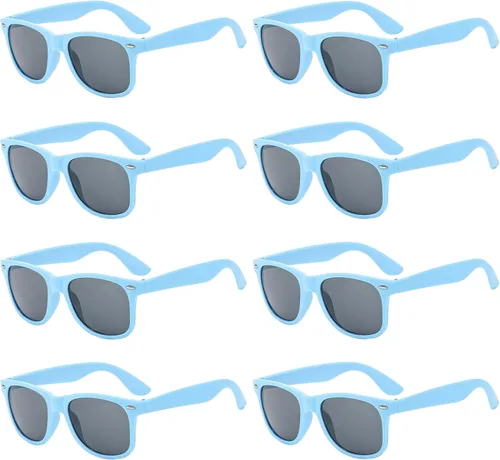 Vista 125 de Suministros para regalos de fiesta de colores neón Paquete de 8 gafas de sol unisex
