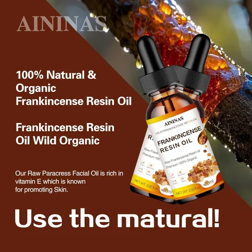 Vista 2 de AININAS Aceite facial de resina de incienso orgánico – Reduce líneas finas y arrugas, calma y repara la piel, hidratación profunda para rostro