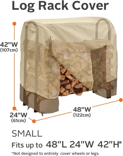 Vista 3 de Classic Accessories Veranda - Cubierta resistente al agua para estante de troncos de 4 pies, fundas para muebles de patio
