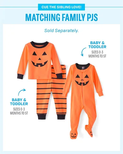 Vista 5 de The Children's Place Pijama de calabaza de Halloween para bebé y niño, algodón