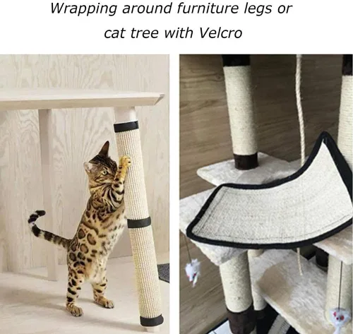 Vista 3 de Alfombrilla rascador de sisal natural para gatos y protectores de muebles, alfombrilla rascador para gatos, para sofá, silla y alfombras de pared