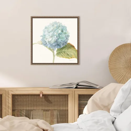 Vista 5 de Amanti Art Lienzo enmarcado para pared, 16 x 16 pulgadas, saco floral V cultivo de hortensia azul por Danhui Nai, lienzo enmarcado para pared, obras