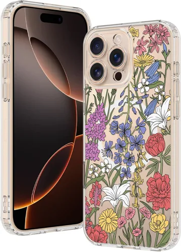 Vista 29 de OOK Magnetic for iPhone 17 Case Clear Pretty Flower Girls Women [Not Yellowing][Screen Protector] [ MagSafe Compatible] with Full Camera Lens