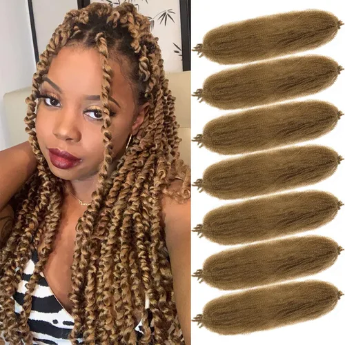 Vista 14 de Cabello para Trenzas Marley Twist de 10 pulgadas Negro 3 Paquetes Cabello Afro Twist Elástico Preseparado para Locs Suaves Cabello Spring Twist