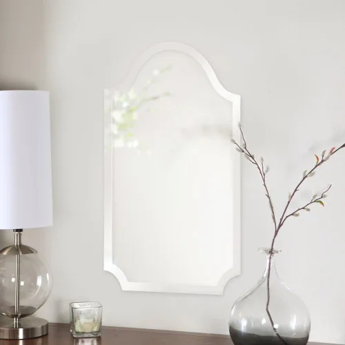 Vista 5 de Howard Elliott Collection Espejo de pared biselado arqueado, espejo rectangular con acabado de vidrio espejo, perfecto para dormitorio, baño