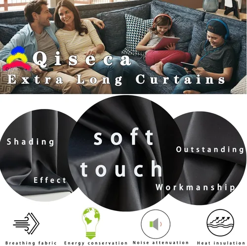 Vista 7 de Qiseca Cortinas extralargas de 132 pulgadas de largo para sala de estar, cortinas de techo de 11 pies, ventanas altas hechas a medida de 2 pisos