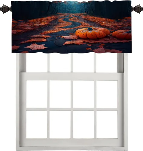 Vista 14 de Cortinas geométricas de cocina para ventanas, color negro, blanco, turquesa, cenefas opacas de poliéster multicapa para cocina, paquete de 2