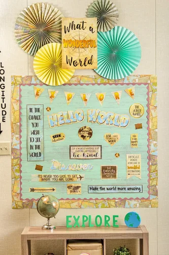Vista 2 de Teacher Created Resources Travel The Map Hanging Paper Fans (TCR77034)