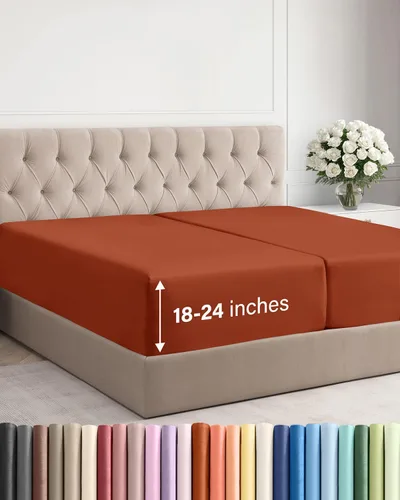 Vista 99 de Sábana bajera ajustable extra profunda Twin XL – Sábana bajera individual de lujo de hotel solamente – Se adapta fácilmente a colchones de 18 a 24