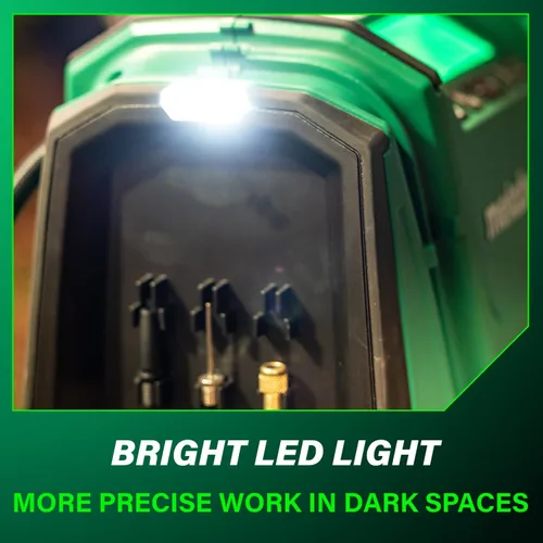 Vista 12 de Metabo HPT Inflador de doble función inalámbrico multivoltios de 18 V, inflador de aire portátil con modos de alta presión y alto volumen, presión