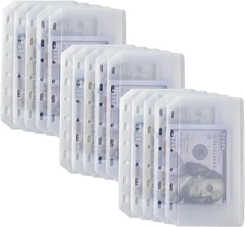 Vista 6 de UMSICHT 15 piezas de bolsillos para carpeta A5 sin cremalleras, sobres presupuestarios sin cremallera para sistema de efectivo, bolsa para carpeta