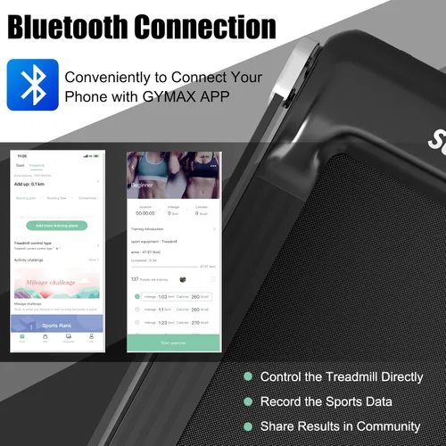 Vista 4 de Goplus Caminadora plegable, cinta de correr compacta superfit con control de aplicación, altavoz de dientes azules, 12 programas preestablecidos