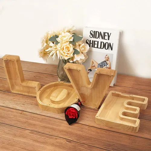 Vista 3 de iDIY Alcancía personalizada, caja de dinero para niños, preciosas letras iniciales del alfabeto, alcancías para niños y niñas, caja de dinero