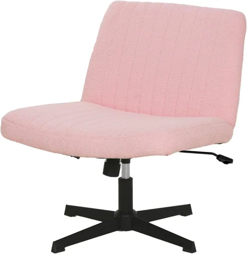 Vista 8 de BestOffice Silla cruzada cómoda, sin brazos, con patas cruzadas, silla de escritorio sin ruedas, silla de escritorio amplia ajustable giratoria