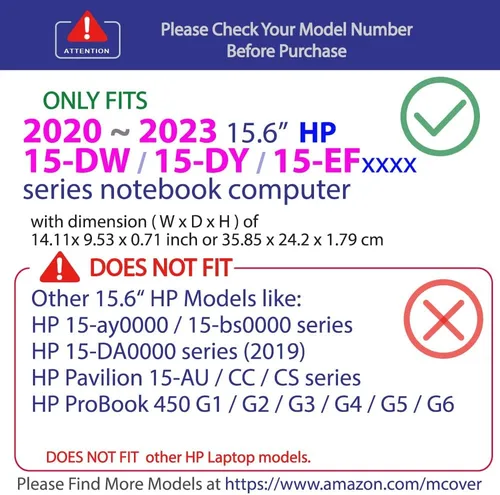 Vista 3 de mCover Funda compatible solo con PC portátil HP 15-DYxxxx / 15-EFxxxx Series 2020 ~ 2022 de 15.6 pulgadas